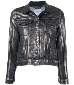 Metallic Coated Denim Jean Jacket