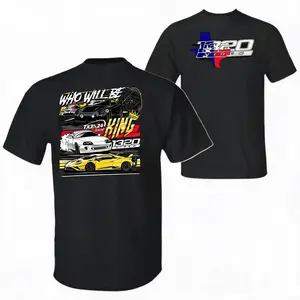 TX2K24 Who Will Be King 1320 Video T-Shirt – Texas Street Racing Showdown with Supercars Graphic Tee, High Octane Motorsports Apparel for Hardcore Car Enthusiasts,Men's Classic Script Graphic Short Sleeve T-Shirt, Standard Fit, Script Logo