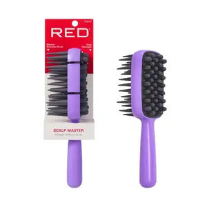 RED BY KISS 2-in-1 Dual-Sided Scalp Massager & Shampoo Brush with Silicone Tips, for Scalp Care, Shower Use, Dandruff Removal