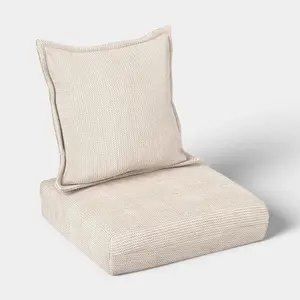2pc Natural Weave Deep Seat Outdoor Cushion Set Ivory - Threshold