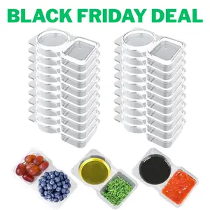 【Black Friday Deal】20 Sets Snack Containers Reusable Snack Containers With Lids,2 Compartments Dipping Container For Refrige, Takeaway Sauce Dip Case for Outdoor|Portion Control Containers