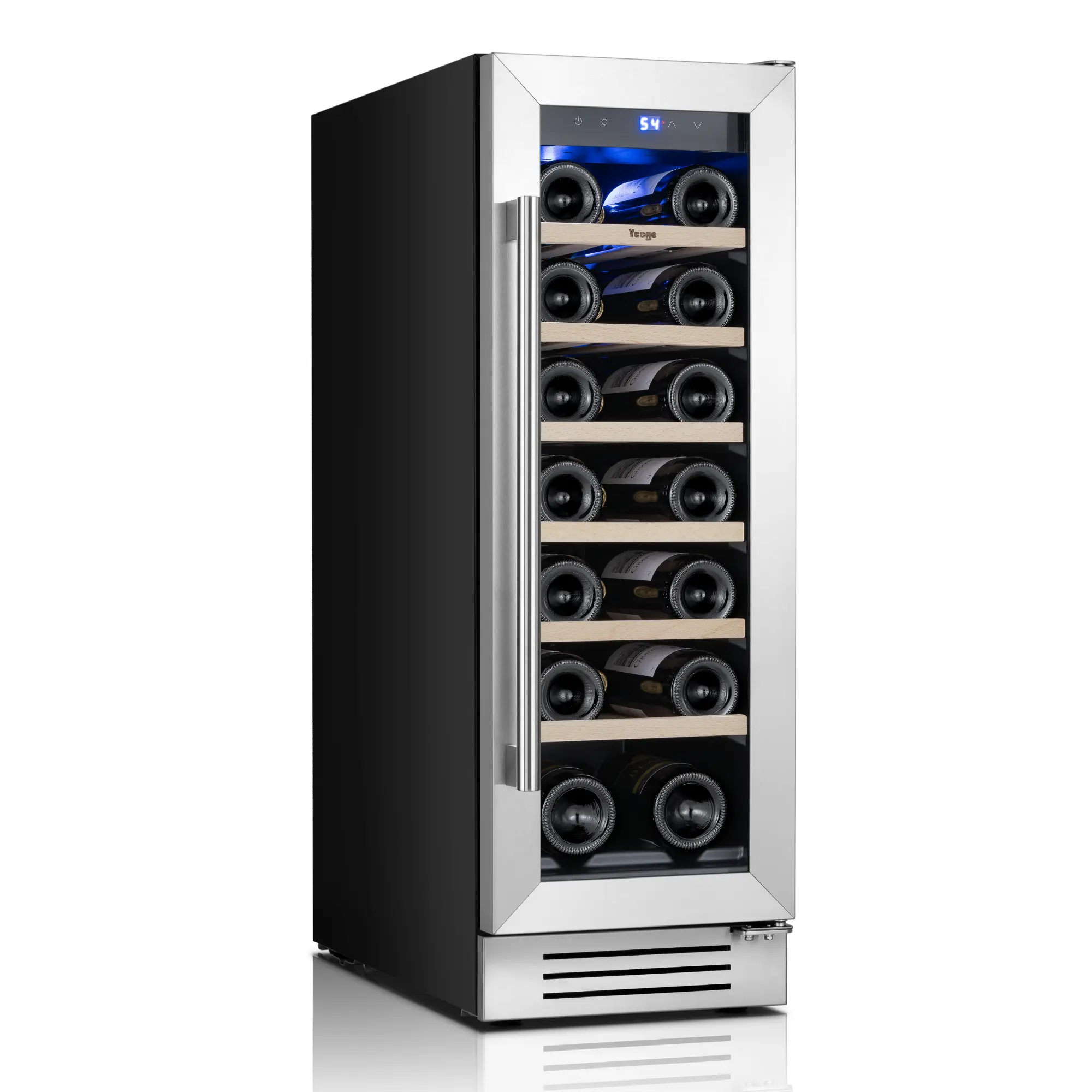 Yeego 20 Bottles Wine Refrigerator, Precise Temperature Control at 40-65°F, Supports Built-in or Freestanding Placement, 12-Inch Glass Door Wine Cooler, Under-Counter Wine Fridge Cooler Suitable for Kitchens, Bars, and Offices
