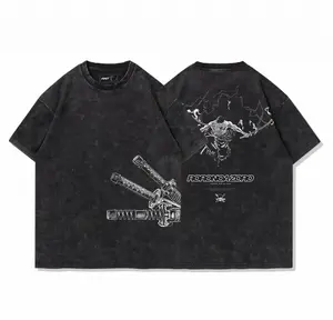 Vintage Washed Black Roronoa Zoro Anime Graphic T-Shirt Oversized Streetwear Tee