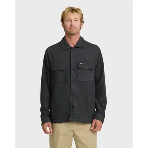 Flannel Long Sleeve Overshirt - Black Heather