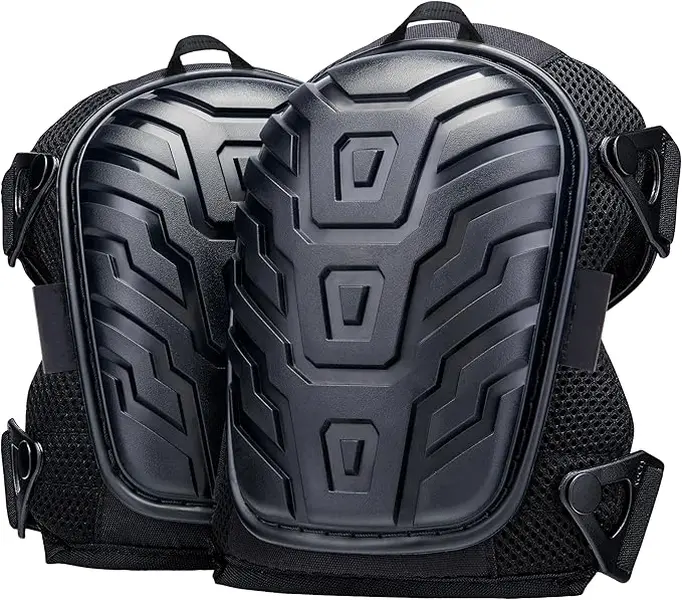 Professional Gel Knee Pads for Work with Soft Foam and Gel Cushion — Heavy Duty Cap, Reinforced Adjustable Straps, Military-Grade Rivets and Built-in Hang Loops — Perfect for Construction