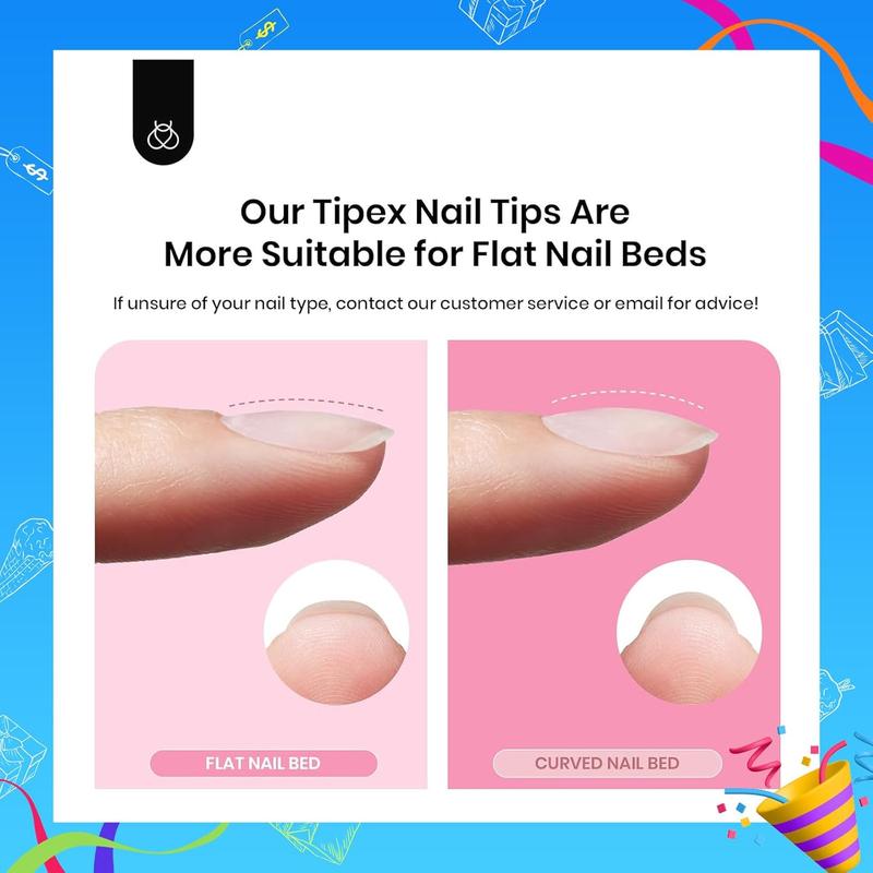 Beetles Tipex Nail Extension Tips Kit, with Nail Prep Kit, Base Gel, Top Gel, Almond/Coffin/Square/Oval/Stiletto/Squaoval Thick Acrylic Nail Flat Nails Manicure Gel Art DIY Nails Art Fall Nail Halloween Nail Black Friday Winter Nail Christmas Gift