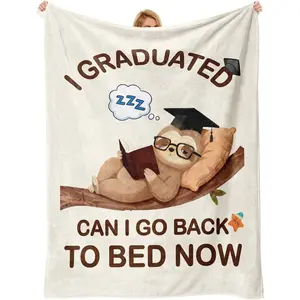 Funny Graduation Gifts for Her Him - Sloth Throw Blanket, 2026 Graduation Gifts - College, High School, Masters Degree, Phd, Doctorate for Women, Men, Grad Gift for Nurse, Law School, 60" X 50"