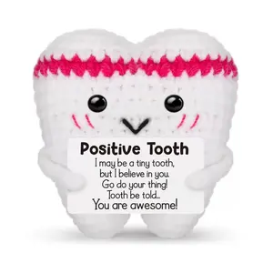 Positive Tooth Handmade Crochet Plush Stuffed Animal | Funny "Tooth Be Told" Inspirational Gift | Cute Desk Buddy for Dentists & Students | Unique Encouragement Present for Anyone