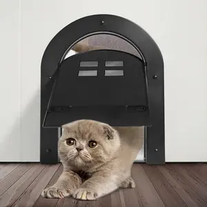 Wall Mounted Cat Door, 1 Count Pet Door with Lock, Stylish No-flap Cat Interior Door for Average Sized Cats Weighing Up To 20 Pounds, Easy DIY Setup