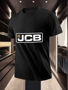 Simple Fashion Unisex JCB Letter Printed Short Sleeve T Shirt for Daily Casual Trendy Wear