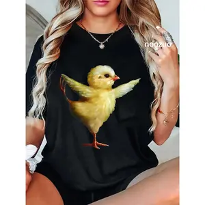 100% Cotton Yoga Chick Art Design Women Girls Funny Cute Chick Lover T-Shirt