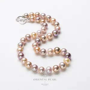 ED021-Aurora Rainbow | Multicolor Pearl Necklace, Freshwater Cultured 8–9 mm, Infinity Loop Closure, Adjustable 16–18 in, Gift Ready