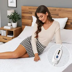 Electric Mattress Pad Twin Size 39'' × 75'', 4 Heating Levels & 10 Hour Auto Shut Off, Elastic Deep Pocket, Warm and Soft Comfort Fabric, Machine Washable, White