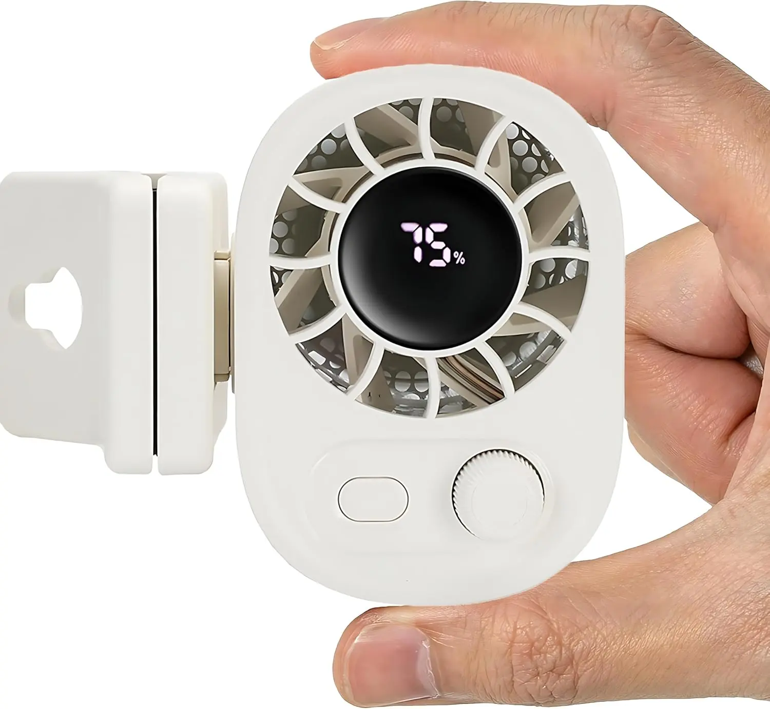Unisex Cordless Mini Clip-On Rechargeable Cooling Fan - 0-100 Infinitely Variable Speed, 0.29lbs, 1800mAh, 2.3hr Charge, 12hr Runtime, LED Display, Strong Clamp, 360° Rotation, Type-C Port, Travel-Friendly Hands-Free for Stroller, Camping, Type-C Charge