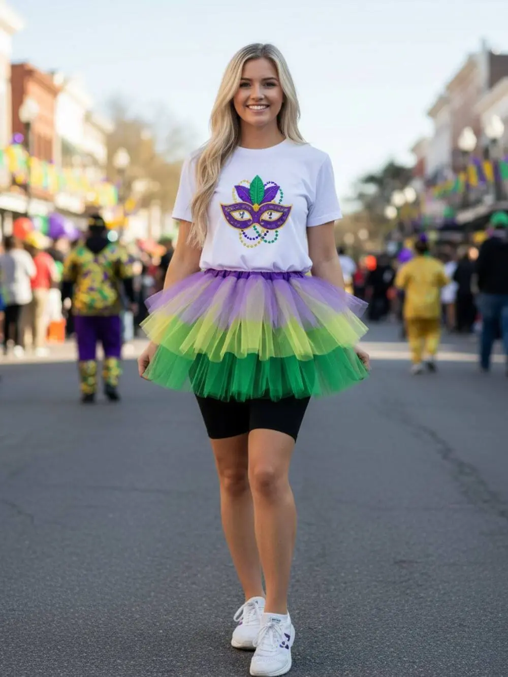 Purple, Yellow, Green 6 Layer Tutu Skirt Mardi Gras Costume for Girls, Women, Plus