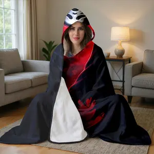 1pc Screaming Ghost Face Hooded Blanket, Flannel Wearable Blanket Hoodie, Soft Comfort Warm, Perfect for Home Leisure, TV, Reading, Gaming, Travel, Cozy Hooded Blanket