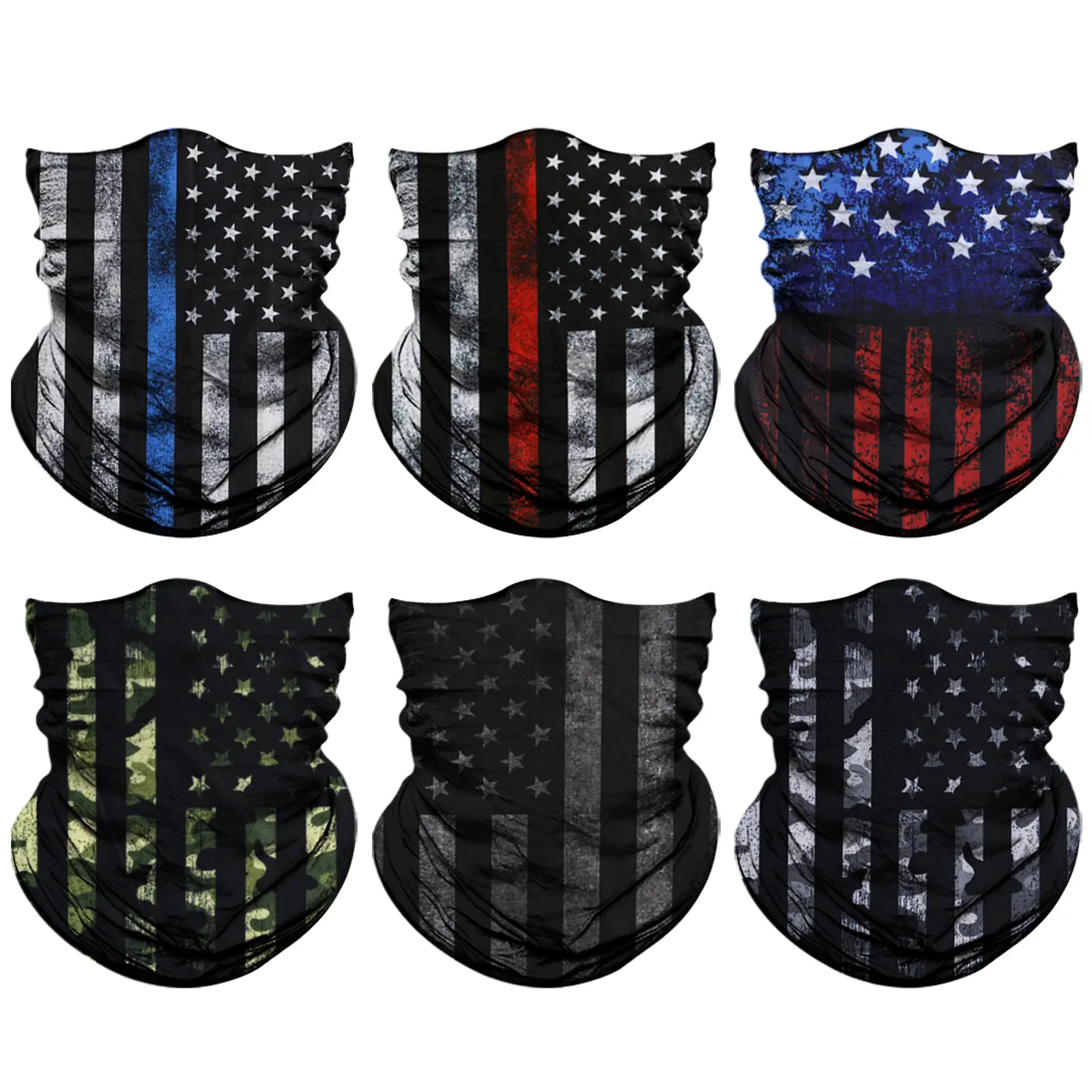 Venswell Neck Gaiter Face Mask Men Women,Seamless Bandana Rave Face Cover Scarf Mask,Balaclava,Headband, Head Wrap,Headwear 6pcs
