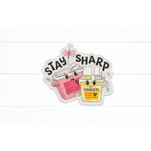 Stay Sharp Badge Reel – Cute Medical Sharps Container Badge Reel