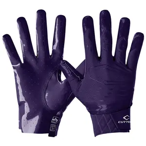 Cutters Rev Pro 5.0 Purple Football Receiver Gloves - Air C-TACK Grip, Lightweight Design, All-Weather Performance, Machine Washable