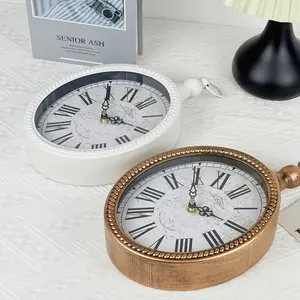 Oval Vintage Wall Clock in Rustic Distressed Design, Silent Battery Operated Clock for Kitchen and Country Home Décor, 15.5 Inches Tall