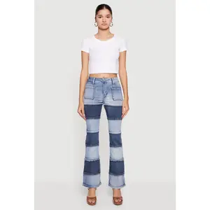 VIP Two Tone Patchwork Flare Jeans