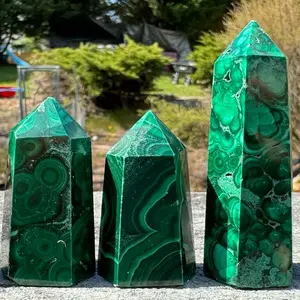 1 Small Malachite Point 2”-4” with Dull/Chipped Tips Natural Gemstone Crystal Tower