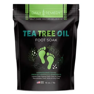 Tea Tree Oil Foot Soak with Epsom Salt - for Toenails, Athlete's Foot, itchy Feet, Stubborn Smelly Foot Odor, Pedicure, Foot Calluses & Soothes Sore Tired Achy Feet - 16 oz