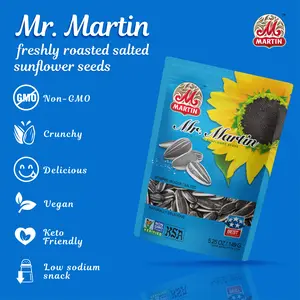 MR. MARTIN Freshly Roasted Salted Sunflower Seeds – Non-GMO, Crunchy, Delicious, Vegan, Eco Friendly, Low Sodium Snack, Pack  of 6
