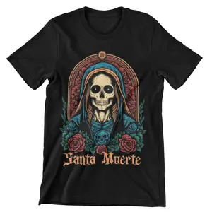 Santa Muerte Shirt CHOLO CHOLA DESIGN 90s GANGSTER DESIGN LOWRIDER STYLE HALLOWEEN CHOLO SANTA MUERTE VINTAGE DESIGN