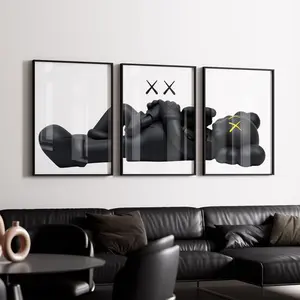 Absolutely Stunning KAWS Poster Trio - Mesmerizing Hypebeast Wall Art with Chic Minimalist Graffiti. Ideal for Bedroom and Living Room Wall Decor - Unframed