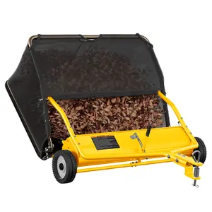 48" Tow Behind Lawn Sweeper, Pull Behind Grass Sweeper with 25.16 Cu.Ft Large Hopper, Heavy Duty Leaf & Grass Collector, Adjustable Brush Height & Easy Dump Rope for Lawn and Yard Cleanup