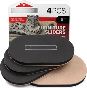Felt Furniture Sliders Hardwood Floors - 4 count 6" x 3 1/2" Furniture Sliders - Heavy Duty Felt Sliders Hard Surfaces  Move Your Furniture Easily & Safely!
