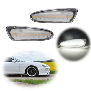 2pcs For 1997 1998 Toyota SUPRA MK.4 Clear White LED Front Bumper Side Marker lamps Lights,Replace OEM 81731-14180 / 81741-14170