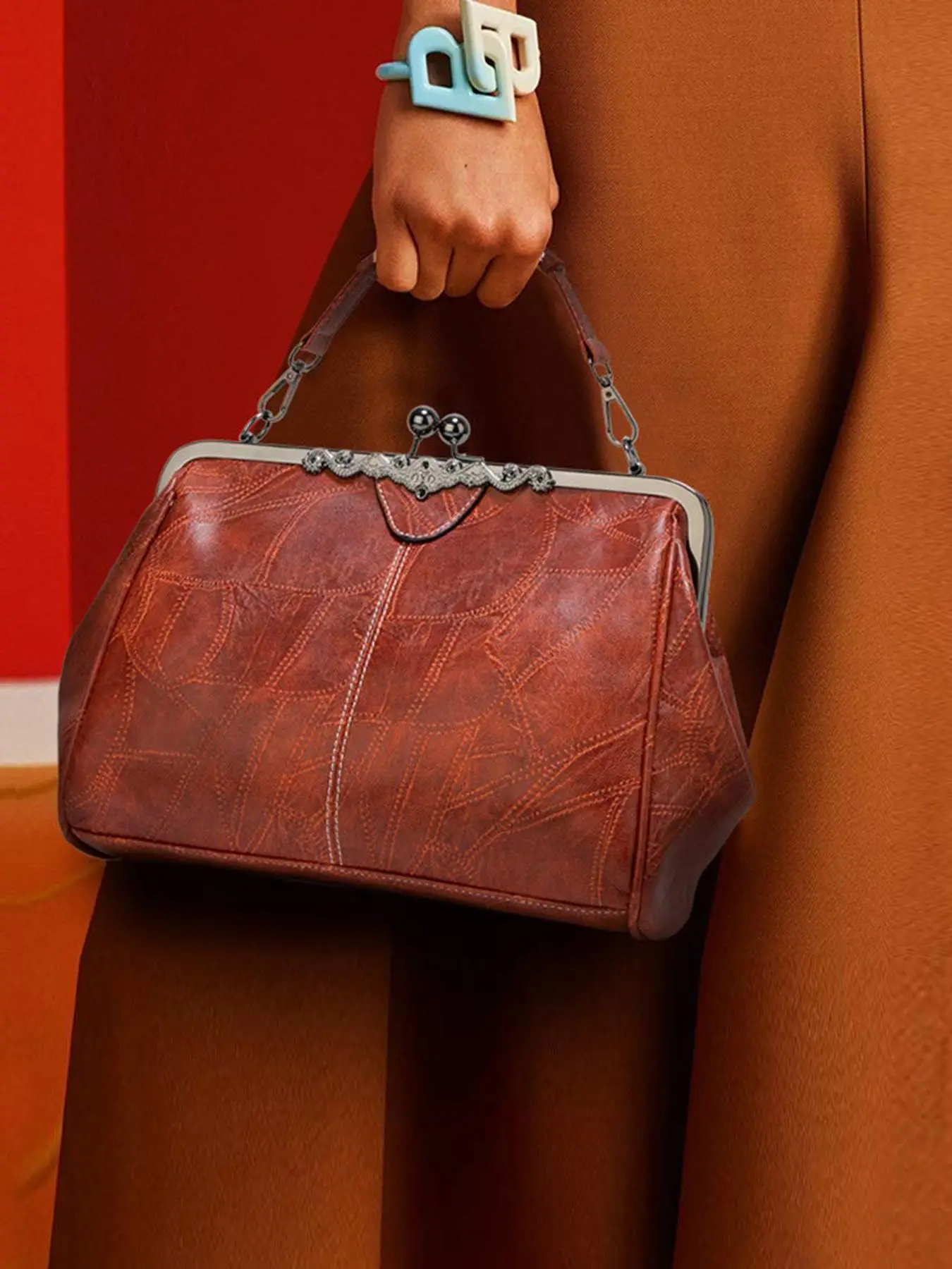 Women's Elegant PU Leather Handbag, Trendy Gorgeous Large Capacity Crossbody Bag, Chic Vintage Handbag & Crossbody Bag for Work & Daily Use