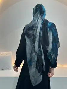 Women's Fashion Boho Style Scarf 80*180cm, Polyester Watercolor Print Shawl, Lightweight Stylish Headscarf for All Seasons