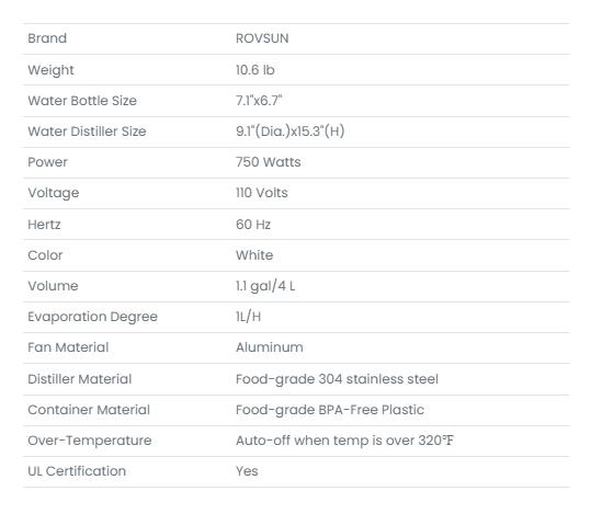 [FLASH SALE] ROVSUN 1.1 Gallon Water Distiller Countertop White