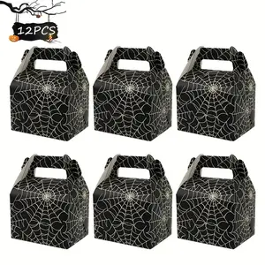 Halloween Spider Carrying Box Set, 12-Piece Party Favor Boxes, Perfect for Halloween Parties & Weddings, Durable & Stylish Design