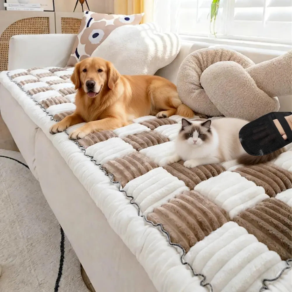 Pet Friendly Sofa Cushion with a Pet Hair Remover Glove, Washable Pet Mat, Sofa Cover, Non-Slip Sofa Protector for Dogs and Cats, Dog Mat for Car Back Seat outdoorfun Dog Accessories