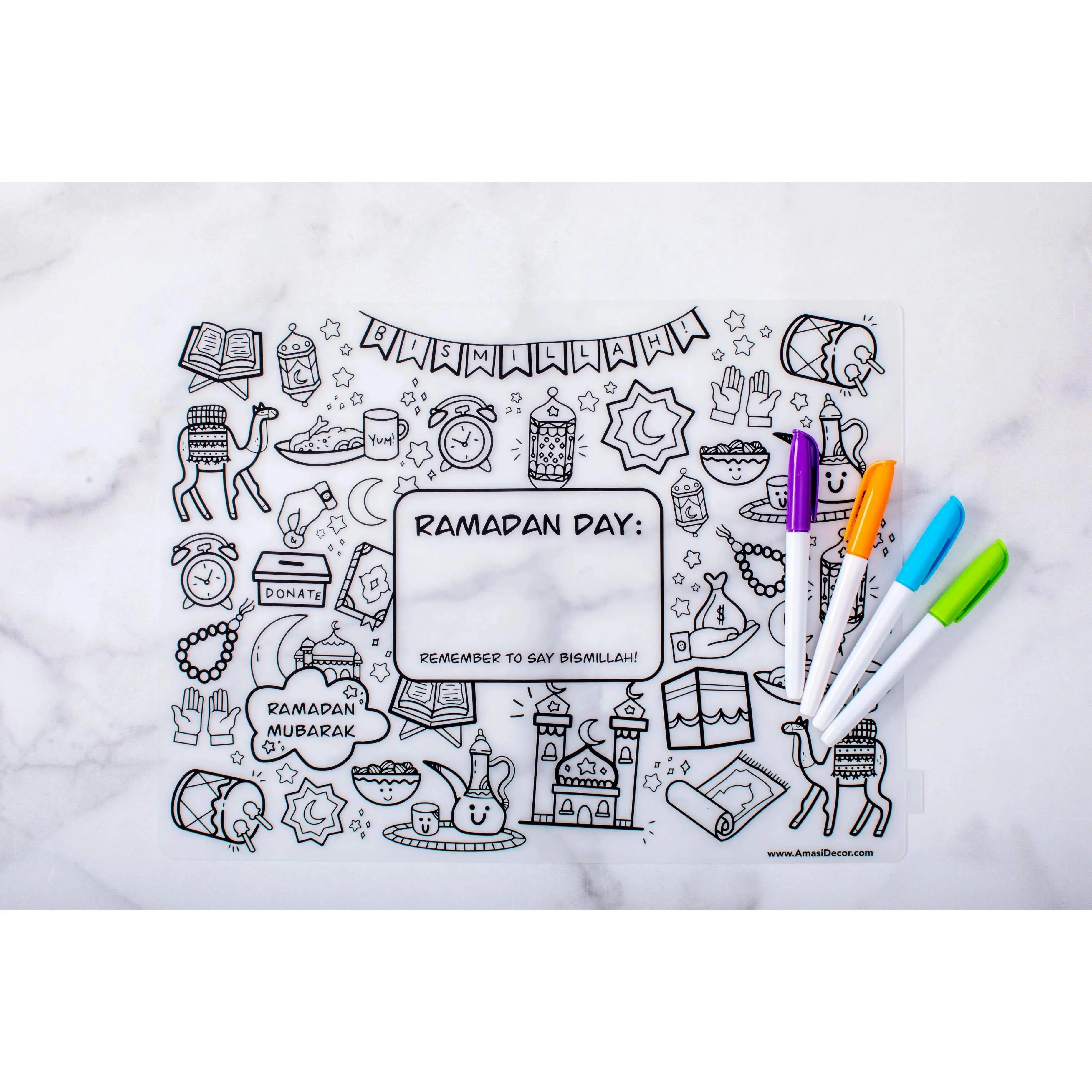 Amasi Washable Ramadan Coloring Silicone Placemat
