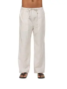 COOFANDY New York Fashion Week Linen Yoga Elastic Beach Vacation Pants Cotton Fabric Bottom Breathable Drawstring Light Loose Comfort Fit Adjustable Summer Trouser