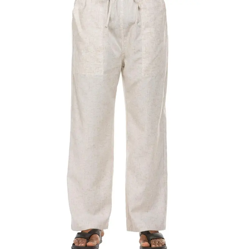 COOFANDY New York Fashion Week Linen Yoga Elastic Beach Vacation Pants Cotton Fabric Bottom Breathable Drawstring Light Loose Comfort Fit Adjustable Summer Trouser