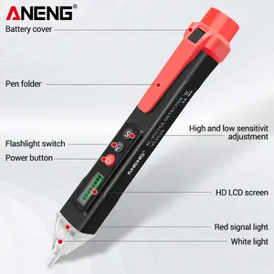ANENG VC1010 Non-Contact Voltage Tester Pen, AC/DC Voltage Detector with Adjustable Sensitivity, LCD Display, Flashlight, Buzzer Alarm, Breakpoint Detection, Pocket Size Electric Tester