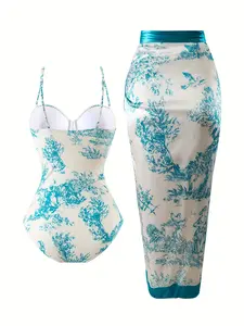 New European And American Hot Spring Swimsuit Women'S Two-piece Set , Contrasting Printed One-piece Swimsuit For Women