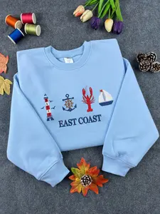 Embroidered Coastal Sweatshirt, Fisherman Aesthetic crewneck, Beachy sweatshirt, Nautical sweatshirt
