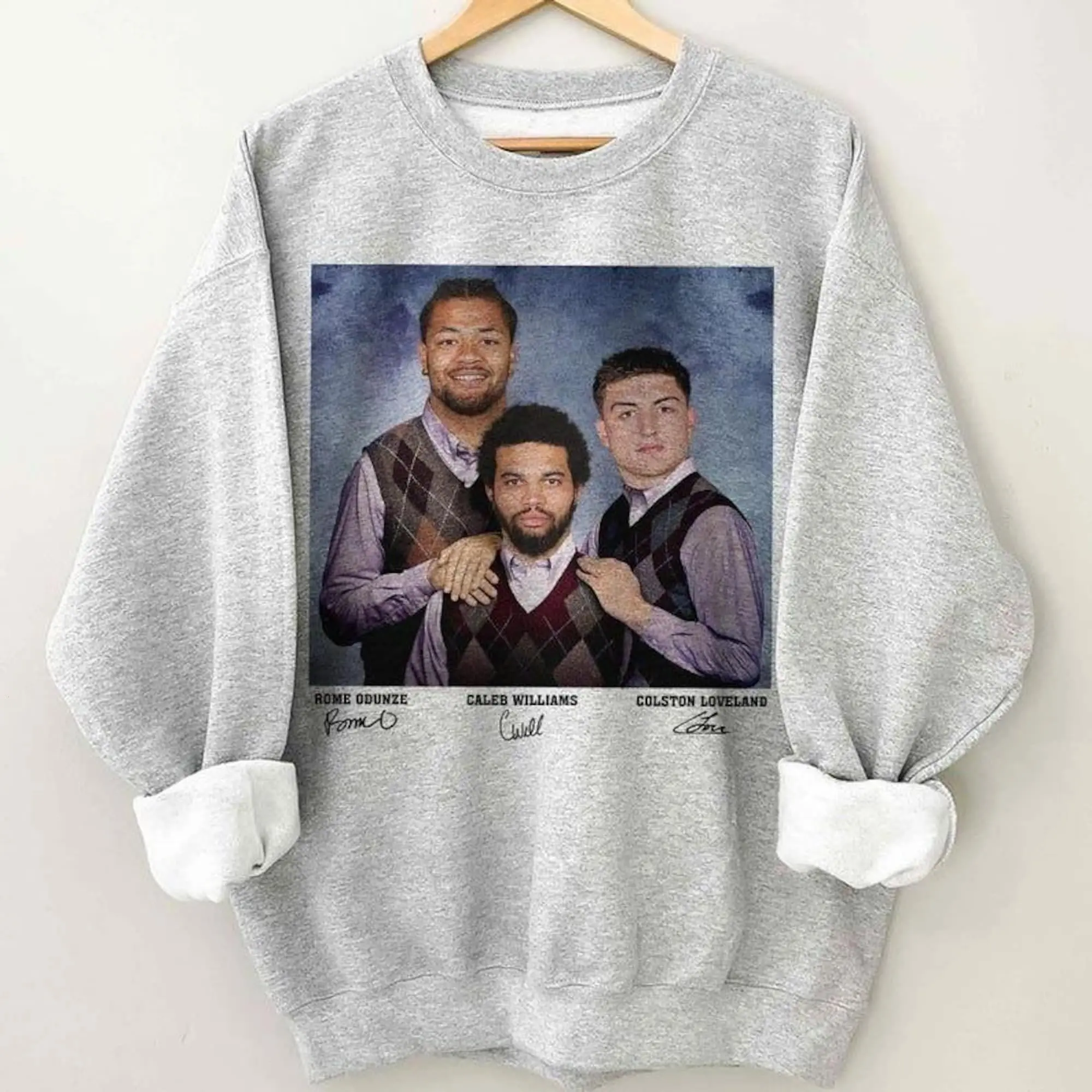 Caleb Williams Colston Loveland Rome Odunze Football Sweatshirt, Chicago Step Bros Sweatshirt Funny Football, Funny Retro Football Gift Unisex