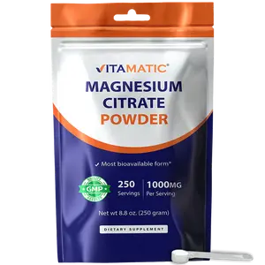 Vitamatic Magnesium Citrate 1000mg per Serving Supports Muscle, Joint, and Heart Health 250 Grams - 250 Servings
