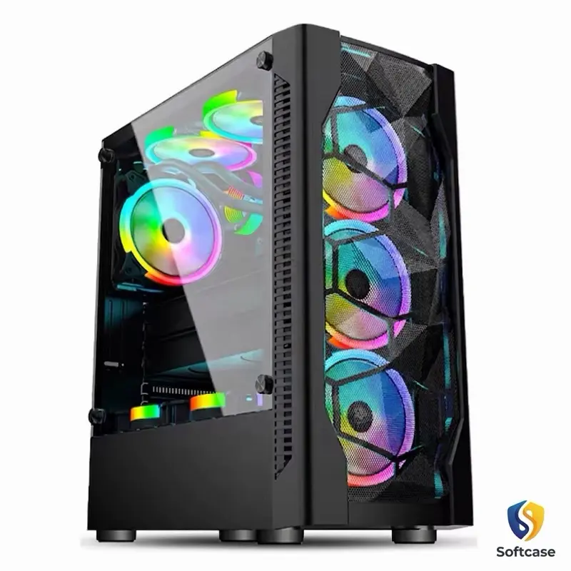 Mid-Tower Softcase Gaming PC Chassis - Made for Gaming Desktops, High Air Flow ARGB, 240mm Liquid Cooler Support