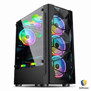 Softcase Mid Tower PC Case Desktop Cabinet with High Air Flow ARGB Gaming PC Cabinet Computer Chassis Support for 240 Liquid Cooler