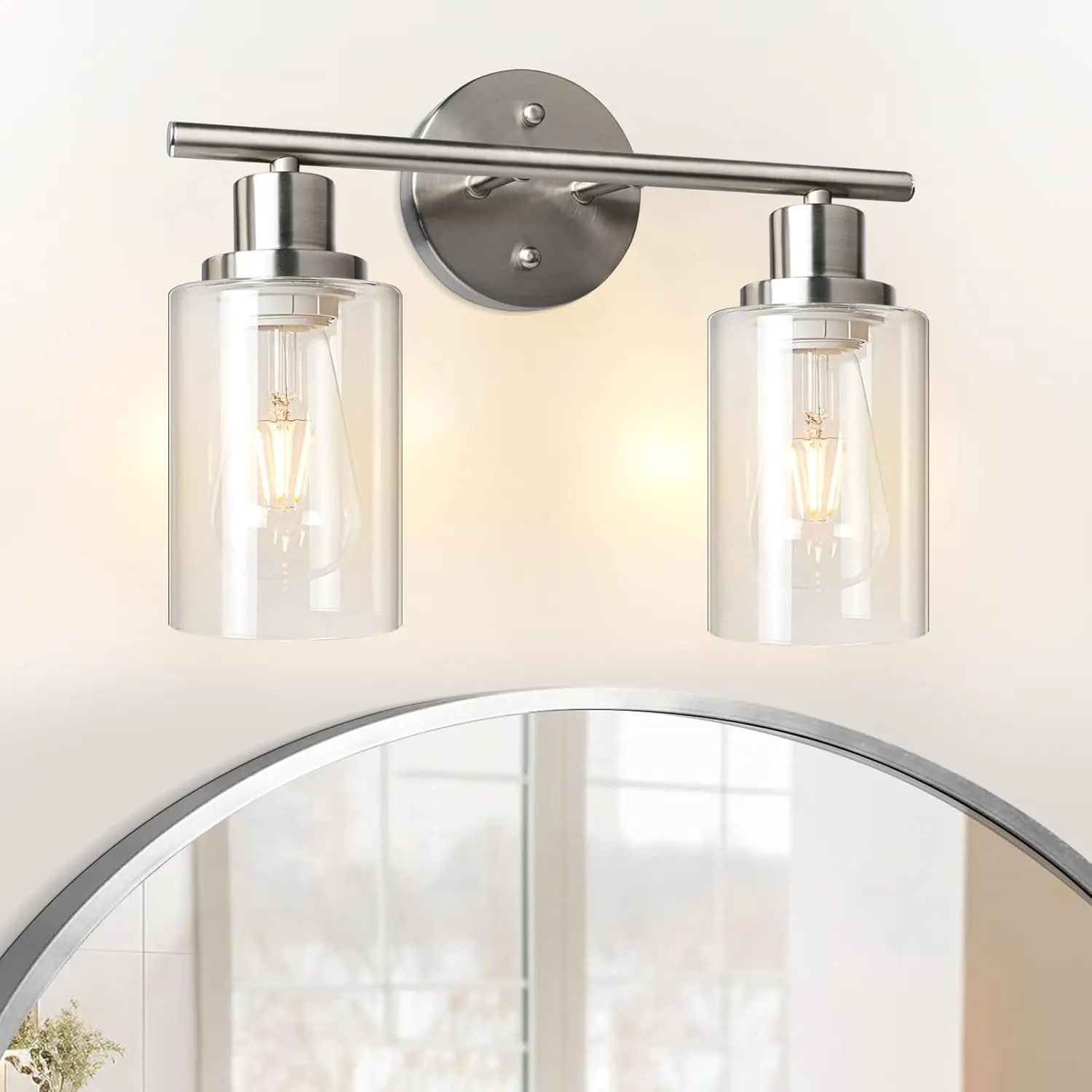 Vanity Lights, Black Wall Sconce Light with Clear Glass, Bathroom Light Fixtures, Wall Lights for Mirror, Living Room, Bedroom, Hallway, E26 Base