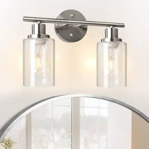 Vanity Lights, Black Wall Sconce Light with Clear Glass, Bathroom Light Fixtures, Wall Lights for Mirror, Living Room, Bedroom, Hallway, E26 Base